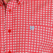Cinch Men's Red Printed Short Sleeve Button Down