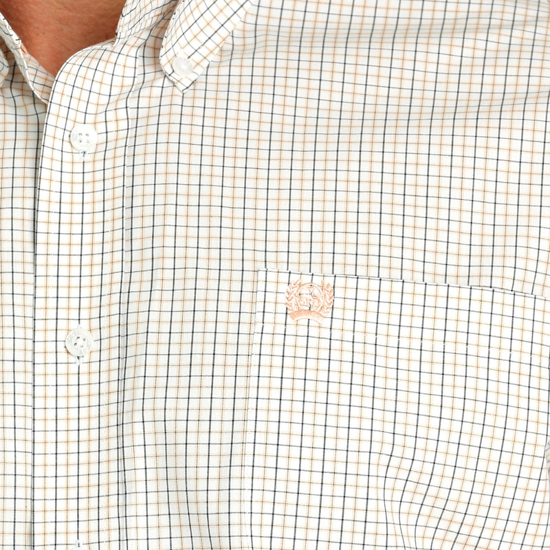 Cinch Men's White Check Short Sleeve Button Down