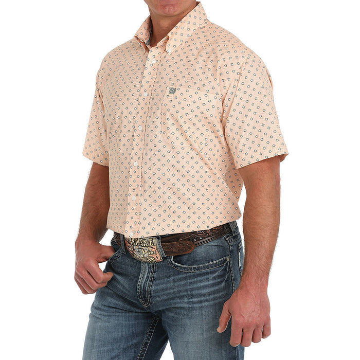 Cinch Mens Orange Print Classic Fit Shirt