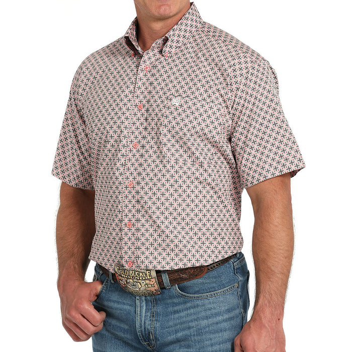 Cinch Men's Pink Print Short Sleeve Shirt