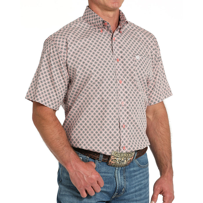 Cinch Men's Pink Print Short Sleeve Shirt