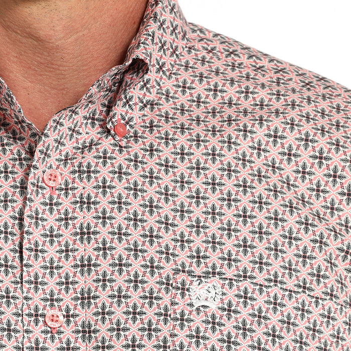 Cinch Men's Pink Print Short Sleeve Shirt