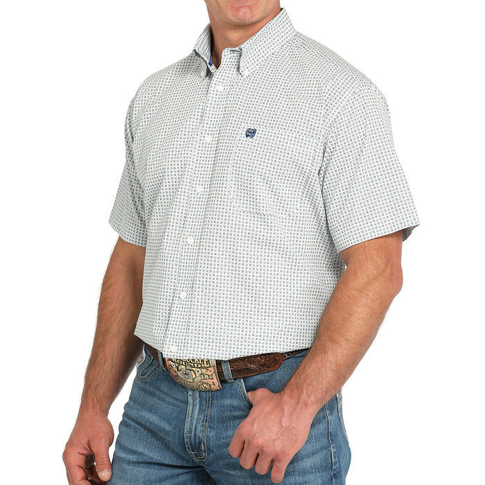 Cinch Men's White Print Short Sleeve Shirt