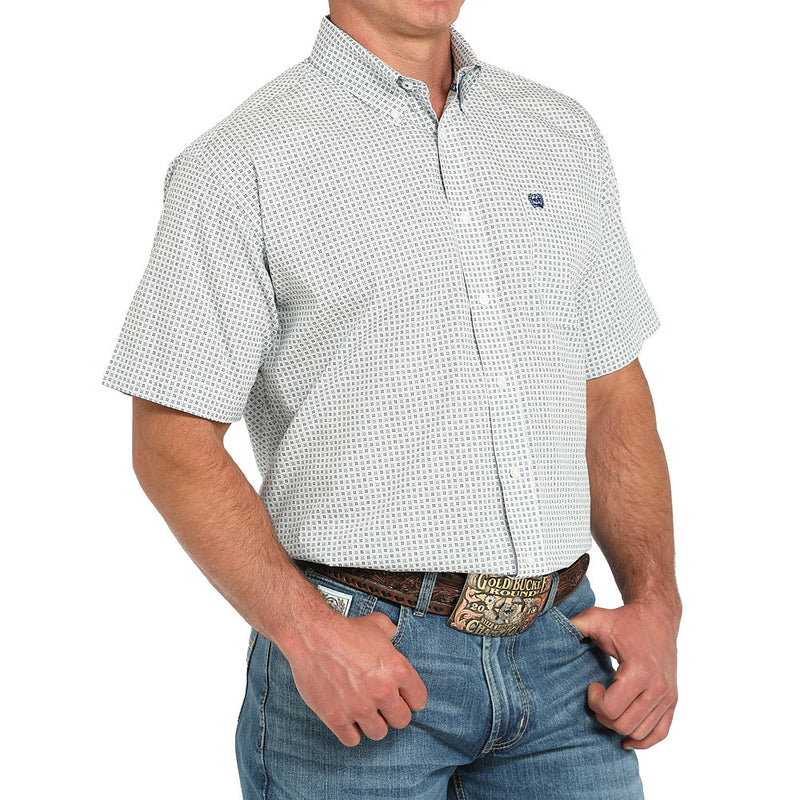 Cinch Men's White Print Short Sleeve Shirt