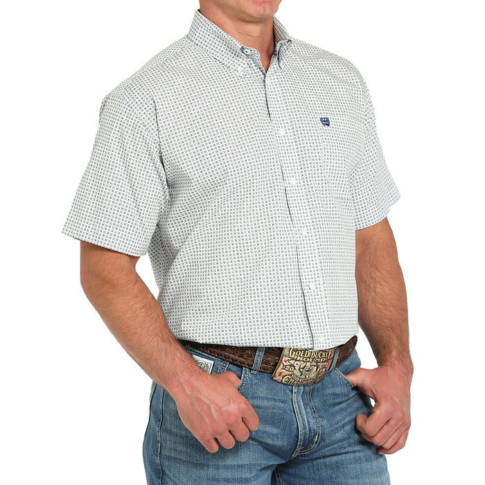 Cinch Men's White Print Short Sleeve Shirt
