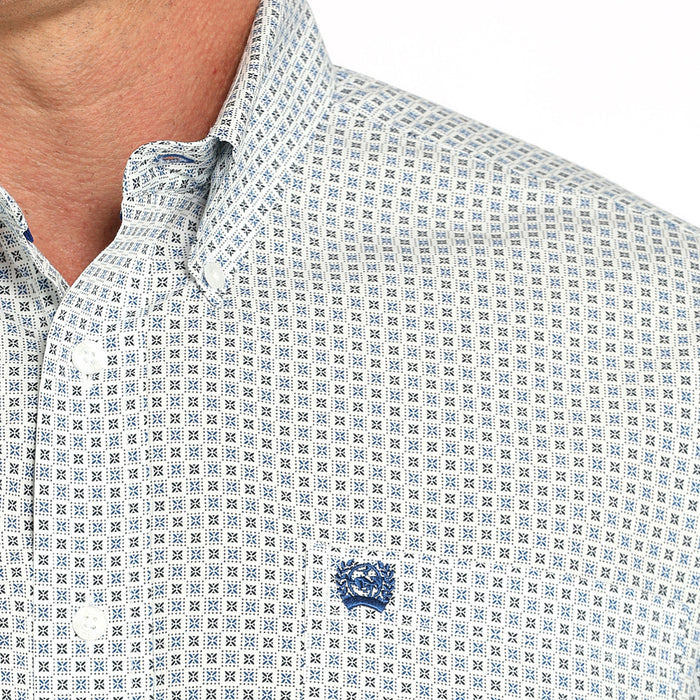 Cinch Men's White Print Short Sleeve Shirt