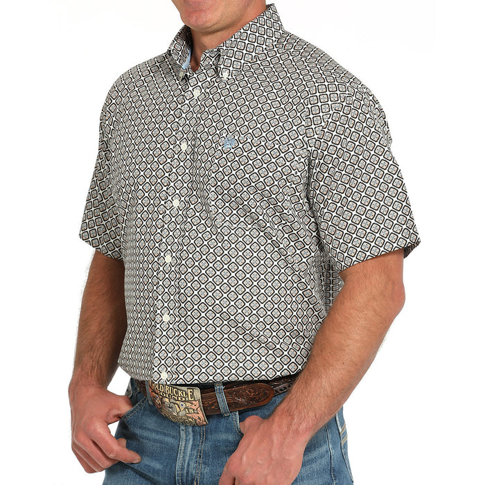 Cinch Men's Cream Print Short Sleeve Shirt