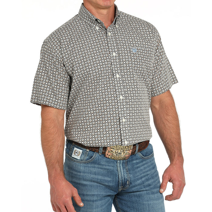 Cinch Men's Cream Print Short Sleeve Shirt
