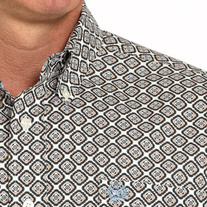Cinch Men's Cream Print Short Sleeve Shirt