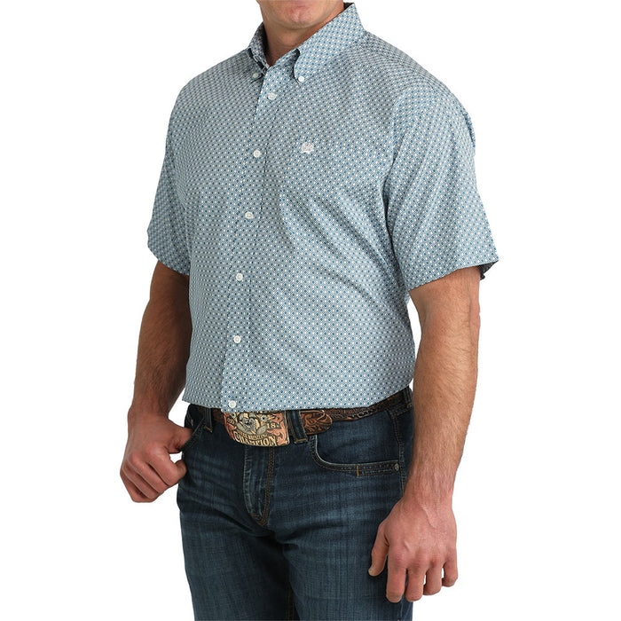 Cinch Men's Blue Geo Print Short Sleeve Shirt