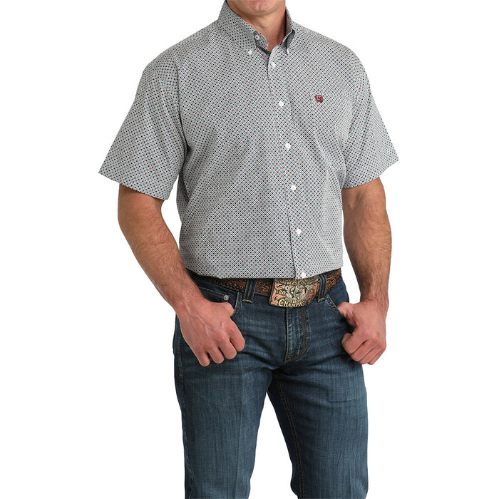Cinch Men's White Multi Color Print Short Sleeve Shirt
