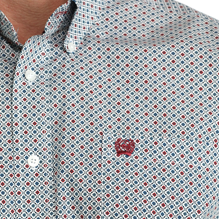 Cinch Men's White Multi Color Print Short Sleeve Shirt