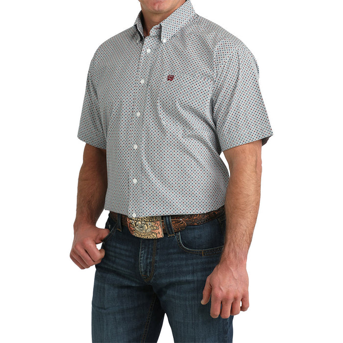 Cinch Men's White Multi Color Print Short Sleeve Shirt