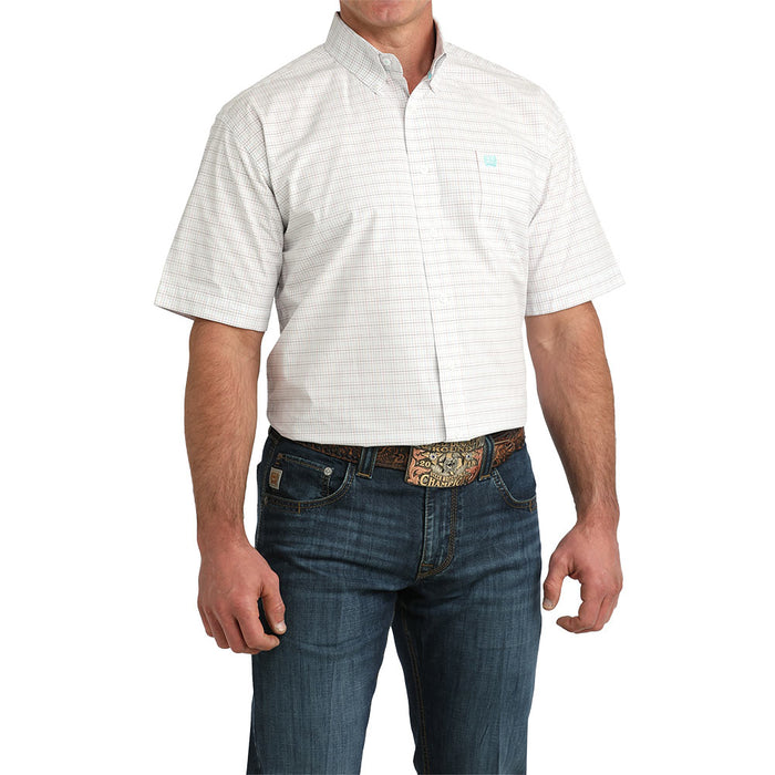 Cinch Men's White Check Short Sleeve Shirt