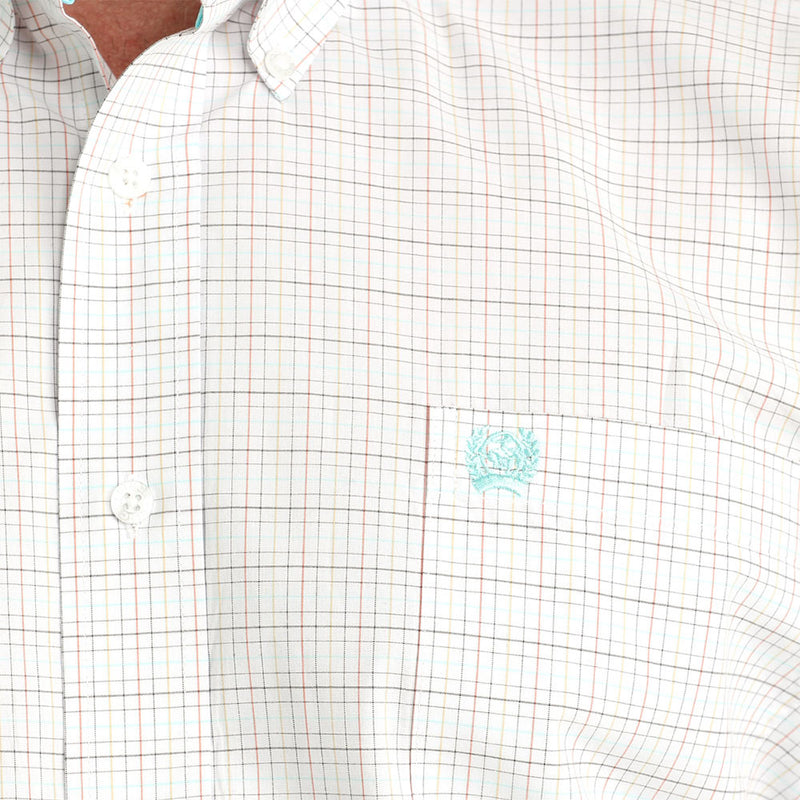 Cinch Men's White Check Short Sleeve Shirt