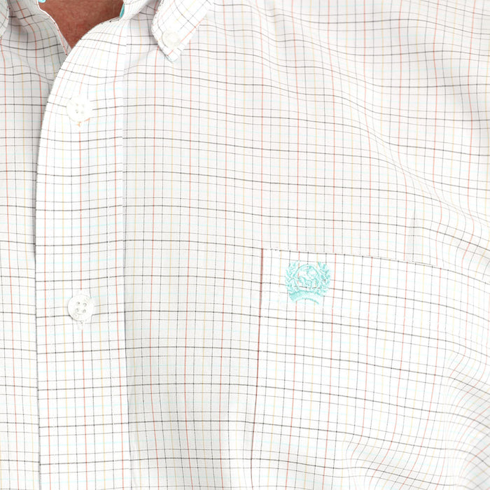 Cinch Men's White Check Short Sleeve Shirt