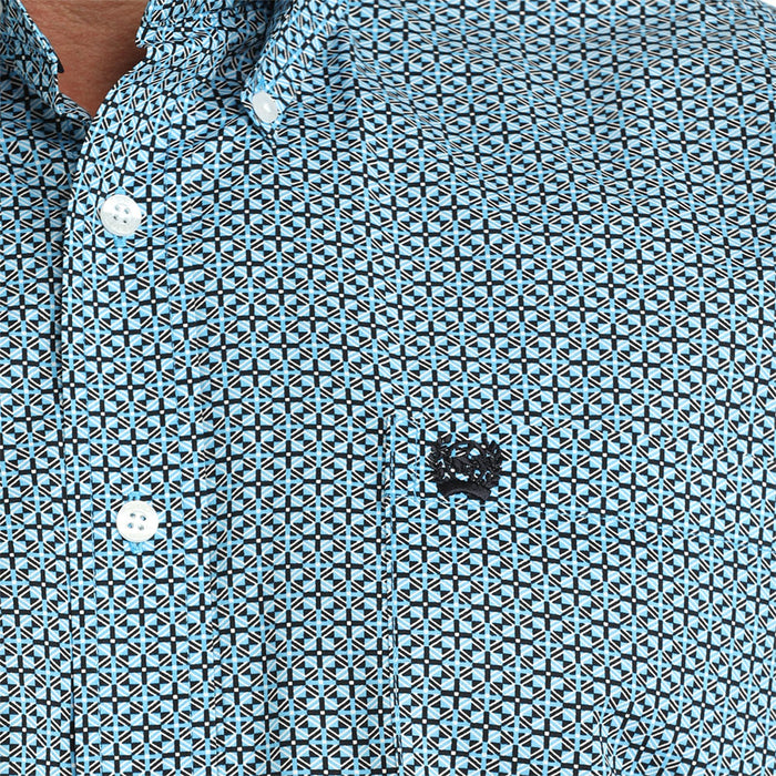 Cinch Men's Blue Check Print Short Sleeve Shirt