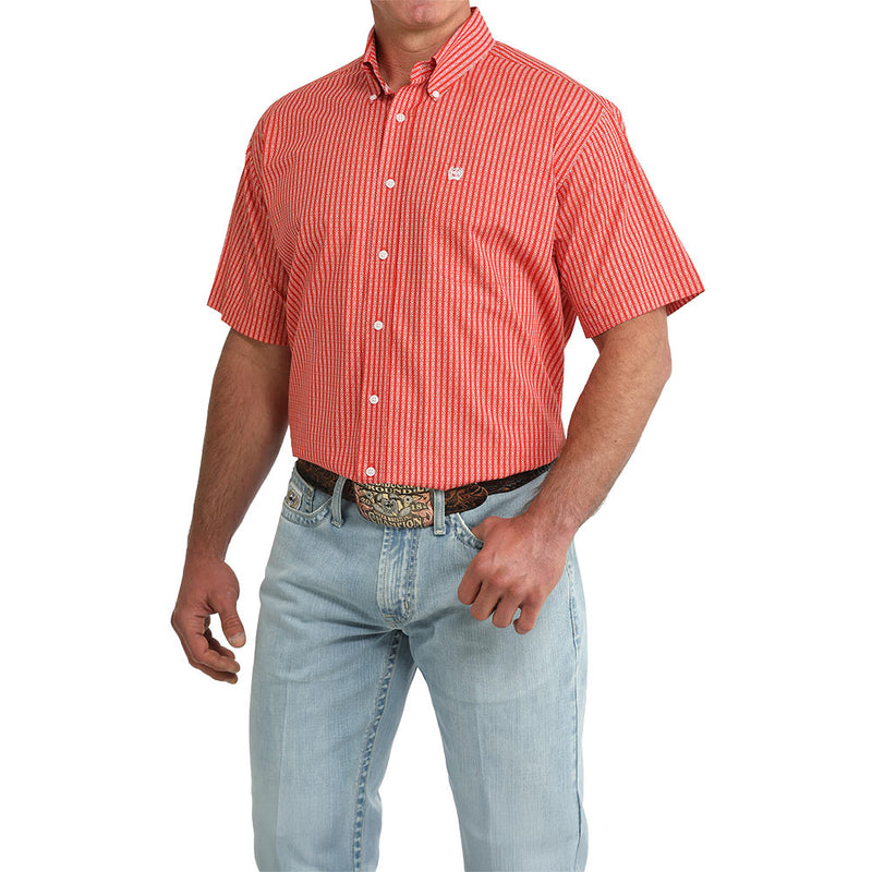 Cinch Men's Red Print Short Sleeve Shirt