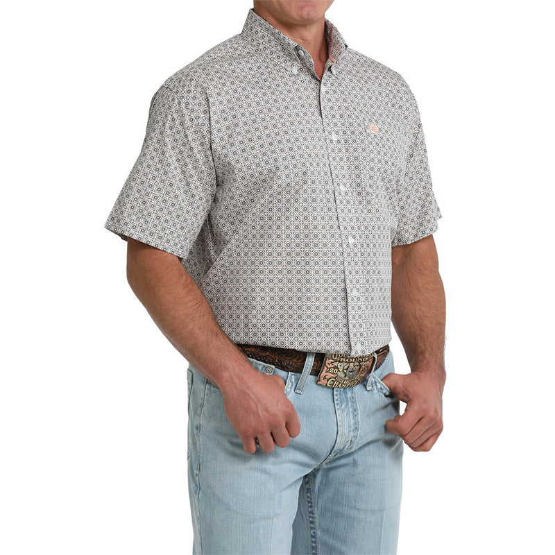 Cinch Men's White Printed Short Sleeve Shirt