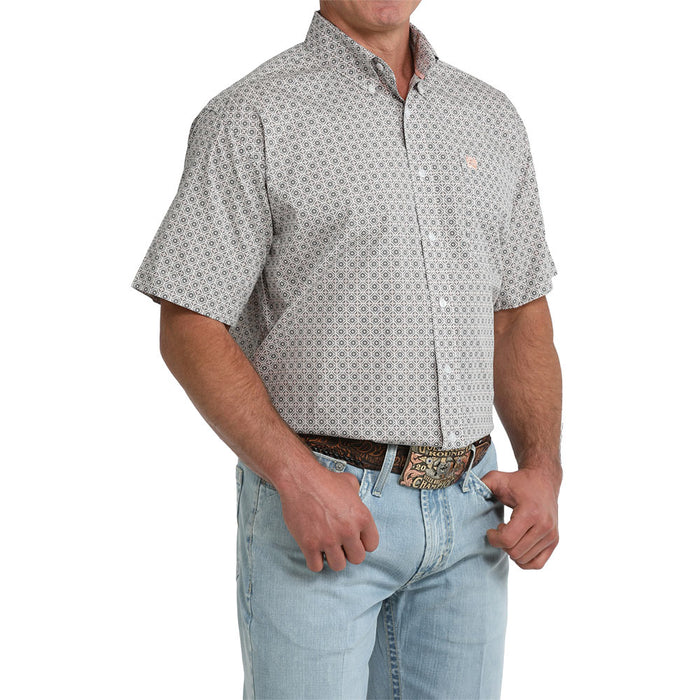 Cinch Men's White Printed Short Sleeve Shirt