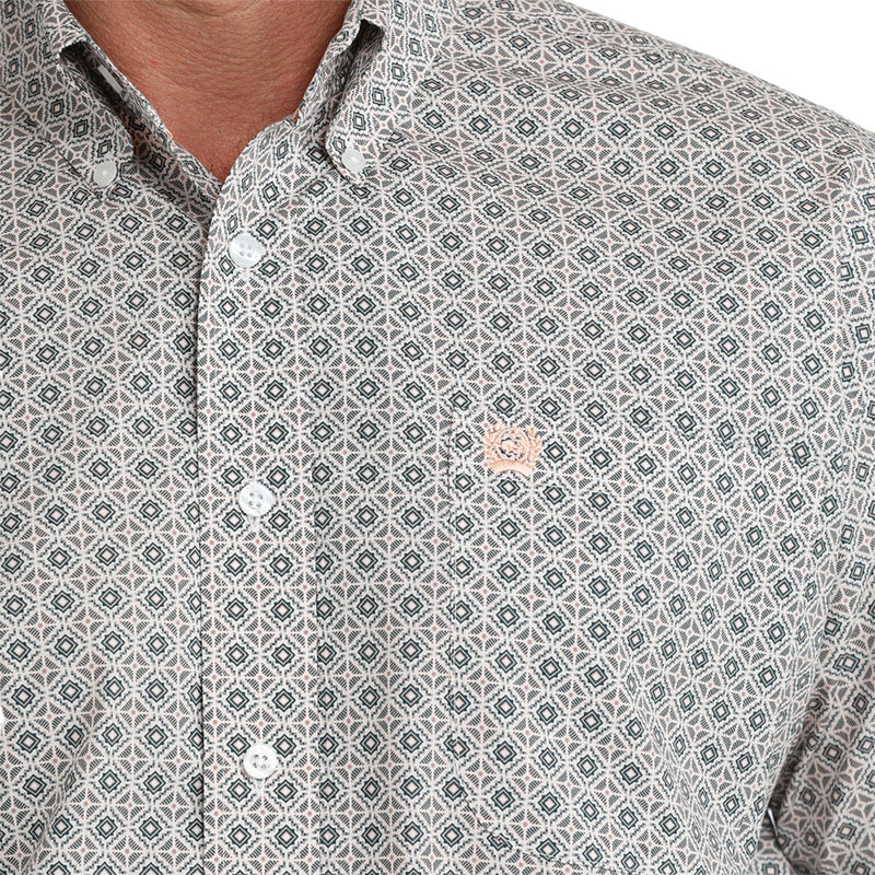 Cinch Men's White Printed Short Sleeve Shirt
