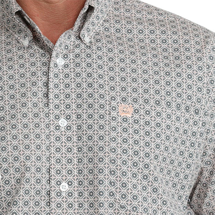 Cinch Men's White Printed Short Sleeve Shirt