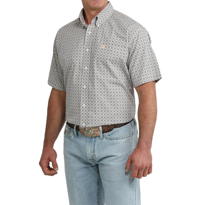 Cinch Men's White Printed Short Sleeve Shirt
