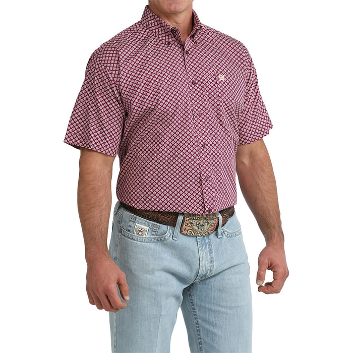 Cinch Men's Purple Print Short Sleeve Shirt