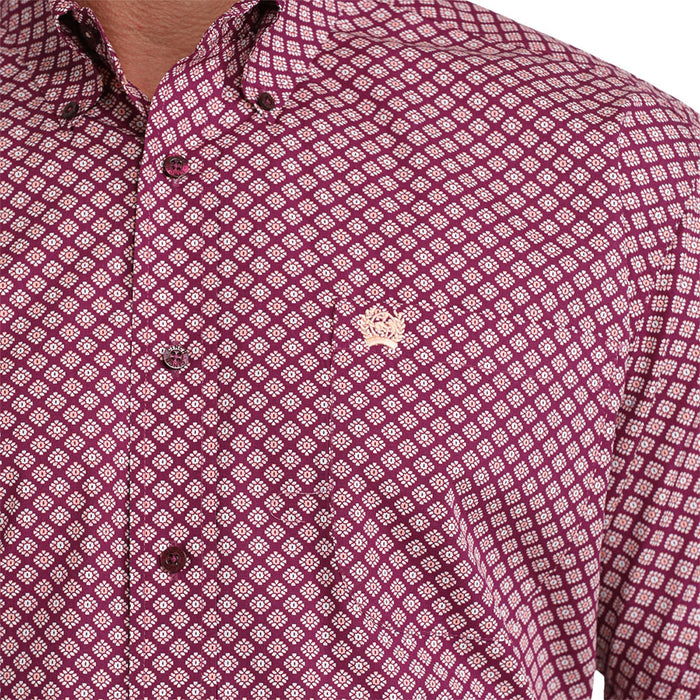 Cinch Men's Purple Print Short Sleeve Shirt