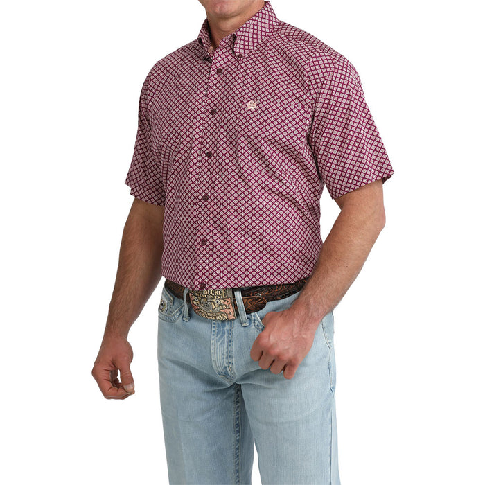 Cinch Men's Purple Print Short Sleeve Shirt