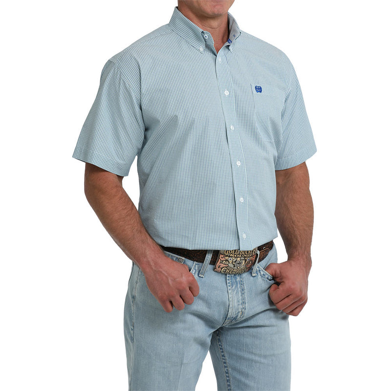 Cinch Men's White Plaid Short Sleeve Shirt