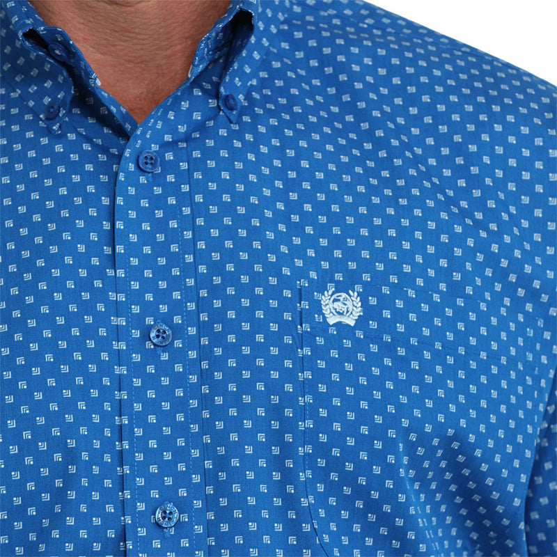Cinch Men's Royal Blue Print Short Sleeve Shirt