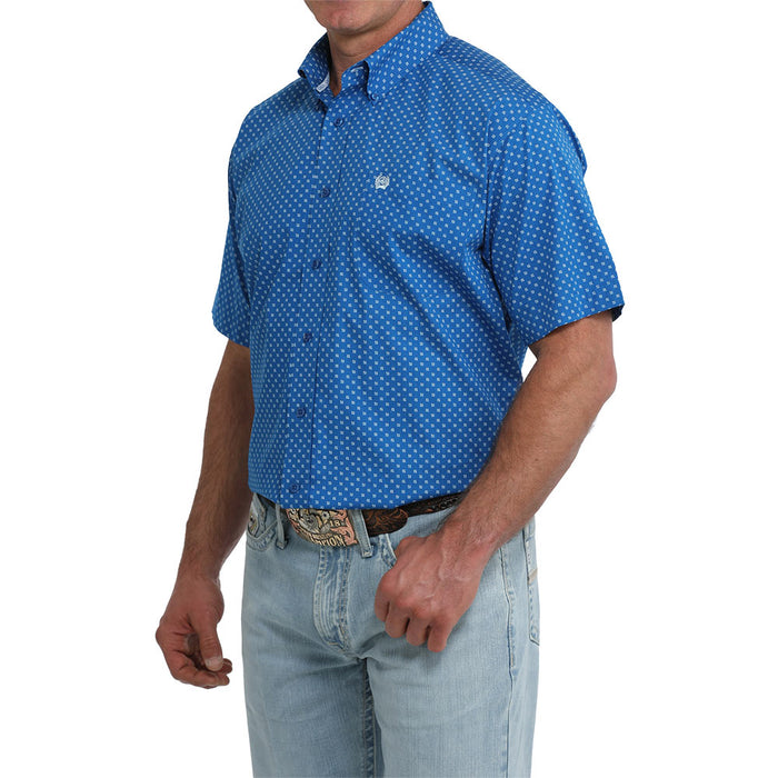 Cinch Men's Royal Blue Print Short Sleeve Shirt
