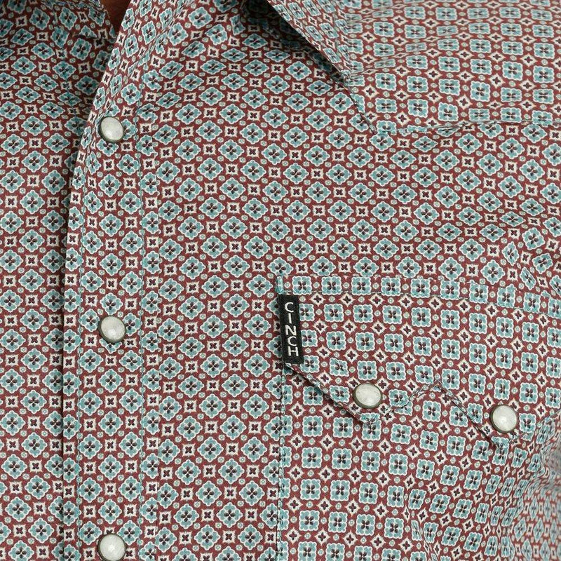 Cinch Men's Modern Fit Burgundy Snap Shirt