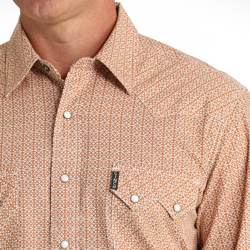Cinch Men's Gold Print Long Sleeve Snap Shirt