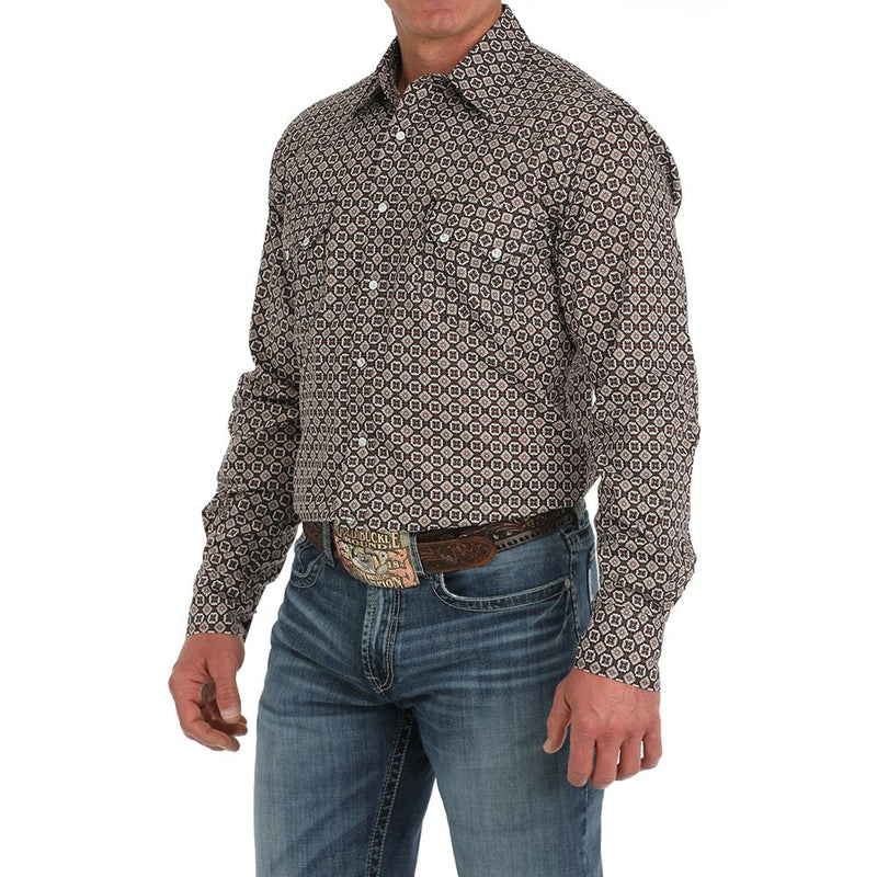 Cinch Men Brown Print Modern Fit Shirt