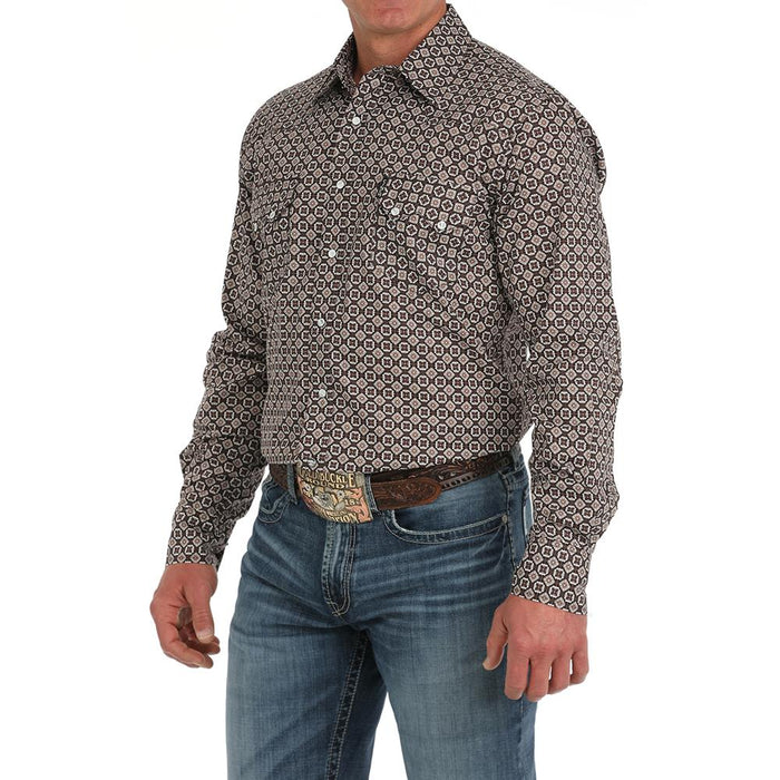 Cinch Men Brown Print Modern Fit Shirt