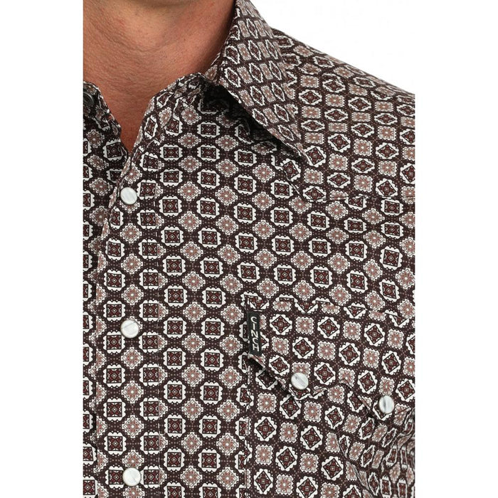Cinch Men Brown Print Modern Fit Shirt