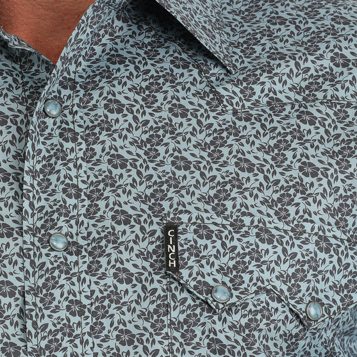 Cinch Men's Green Print Modern Fit Long Sleeve Button Down Shirt
