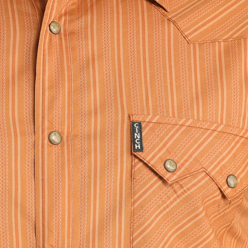 Cinch Men's Brown Stripe Modern Fit Shirt