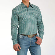Cinch Men's Green Printed Modern Long Sleeve Snap Shirt