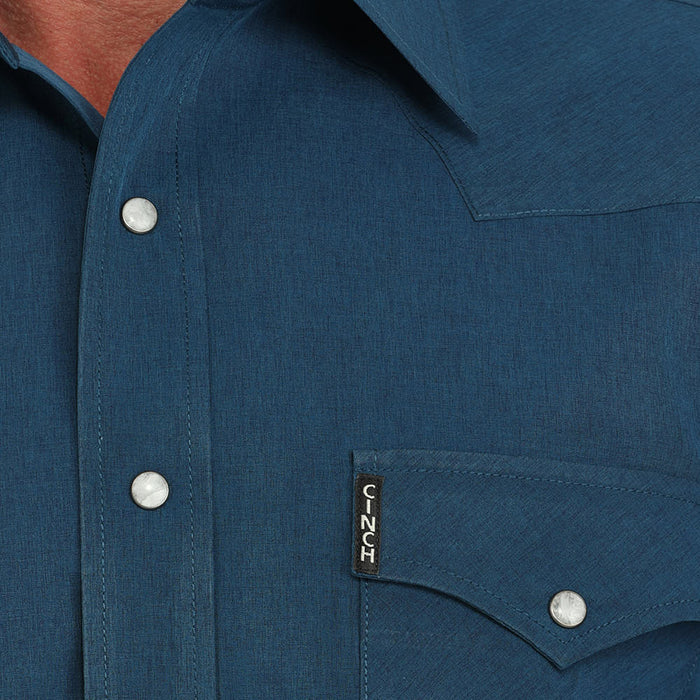 Cinch Mens ArenaFlex Blue Modern Fit Long Sleeve Snap Shirt