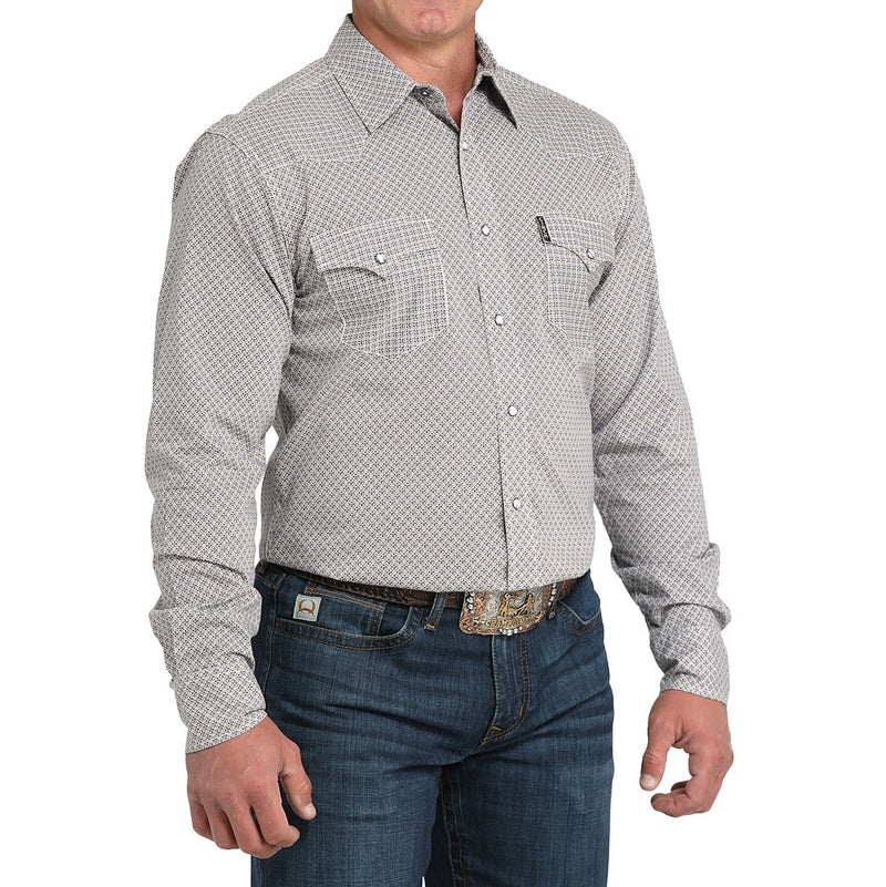 Cinch Men's Grey Print Modern Fit Shirt