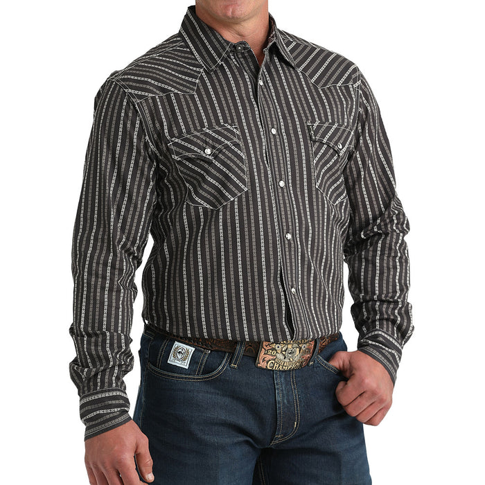 Cinch Men's Modern Fit Brown Stripe Shirt