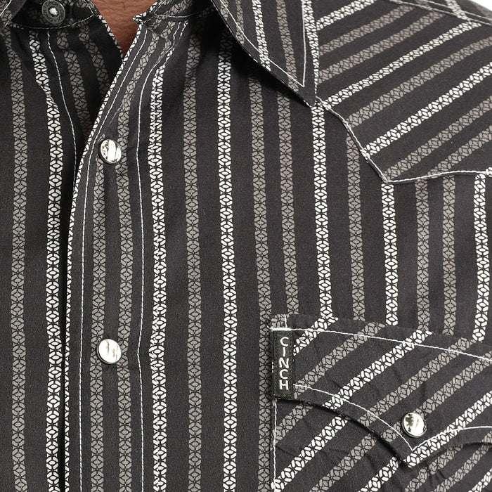 Cinch Men's Modern Fit Brown Stripe Shirt
