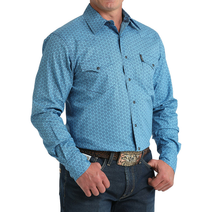 Cinch Men's Modern Fit Blue Floral Print Shirt