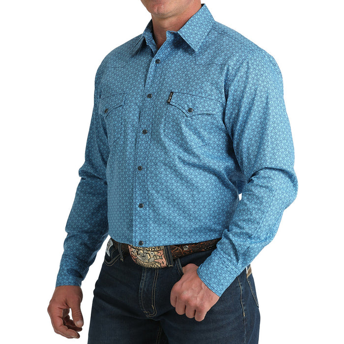Cinch Men's Modern Fit Blue Floral Print Shirt
