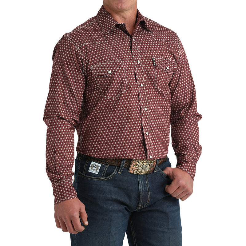 Cinch Men's Burgundy Print Modern Fit Shirt