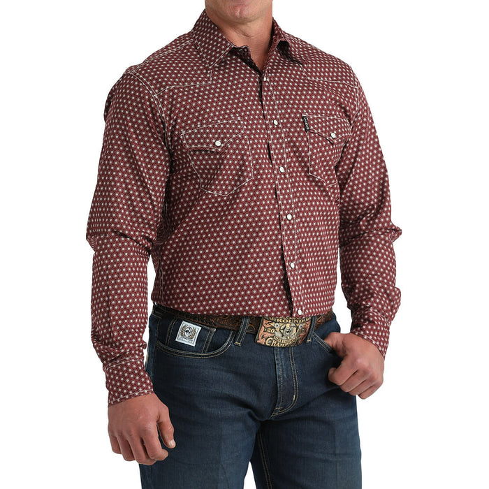 Cinch Men's Burgundy Print Modern Fit Shirt
