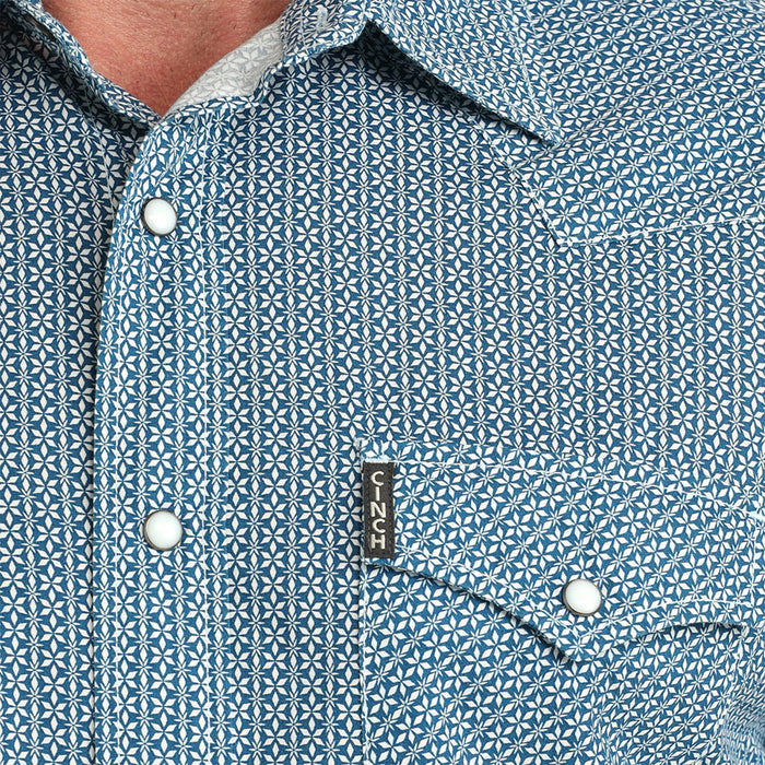 Cinch Men's Blue Printed Modern Fit Shirt